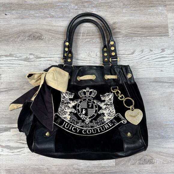 Juicy Couture Handbags - Vintage 2002 Juicy Couture Y2K RARE Velour Daydreamer Tote Bag Scottie Charm